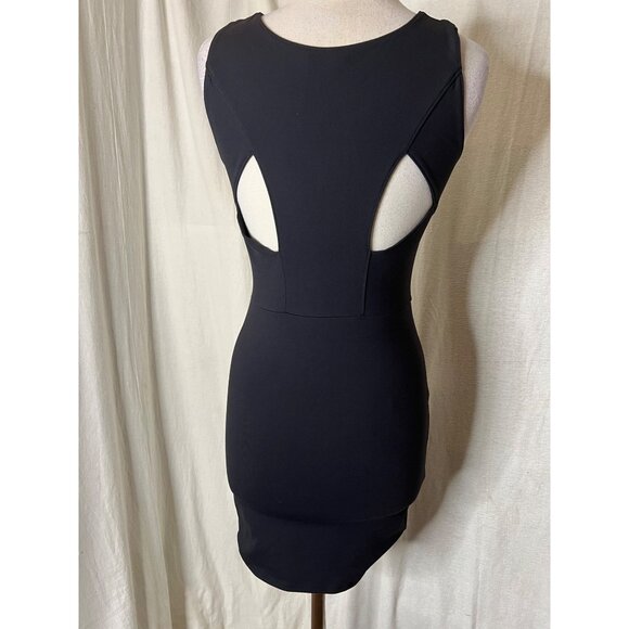 Donna Mizani Black Cutout Bodycon Dress L Nylon/Spandex Goth Mini - Picture 3 of 10